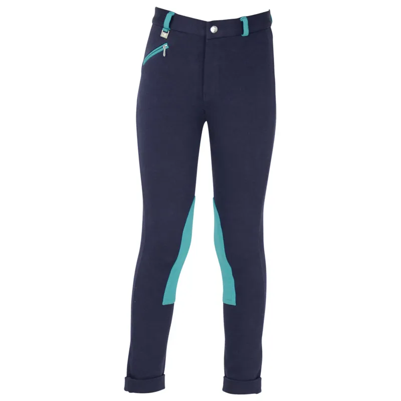 Hy Equestrian Belton Children's Jodhpurs - Navy/Teal