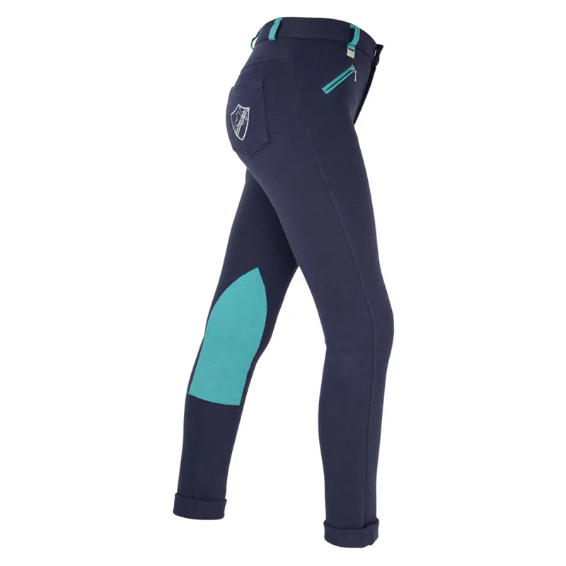 Hy Equestrian Belton Children's Jodhpurs - Navy/Teal-1