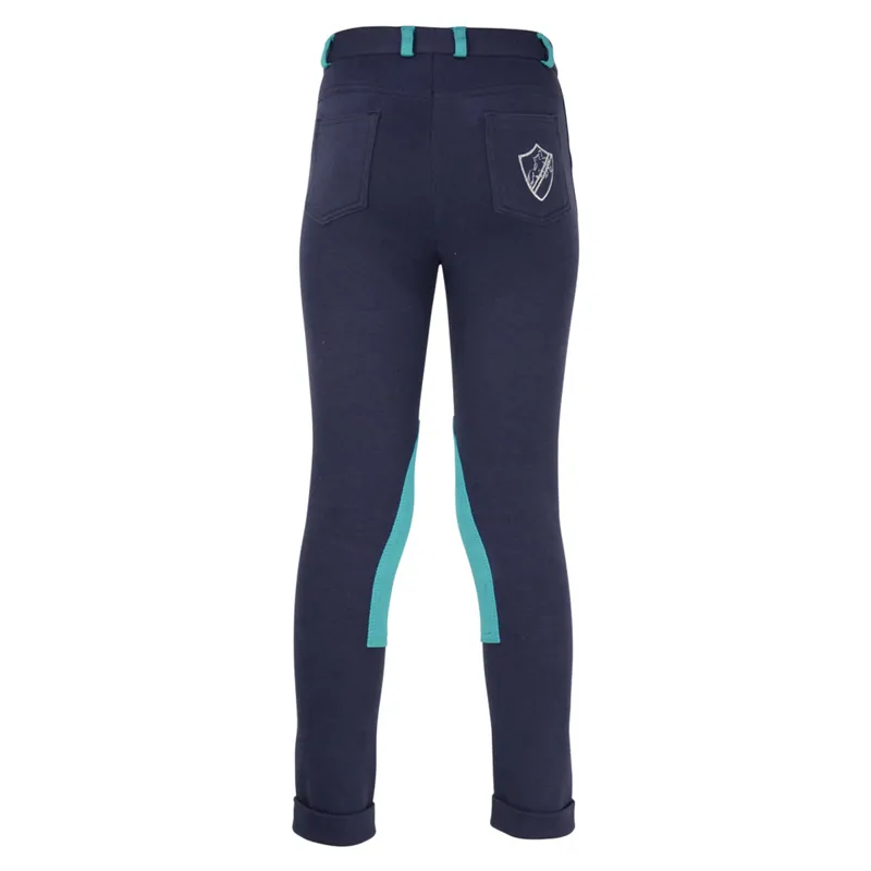 Hy Equestrian Belton Children's Jodhpurs - Navy/Teal-2