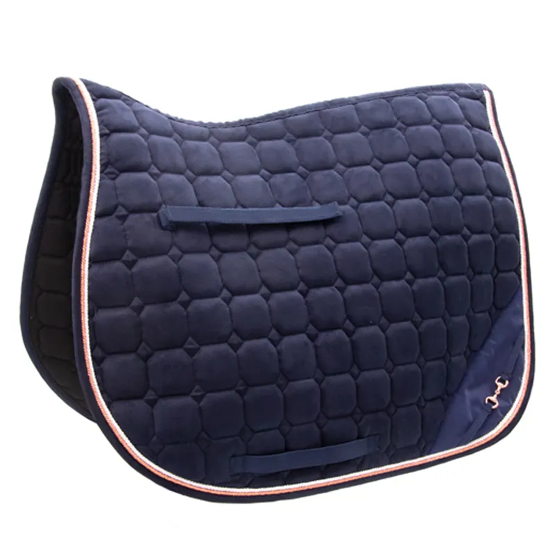 Hy Equestrian On The Bit Saddlepad - Navy/Rose Gold