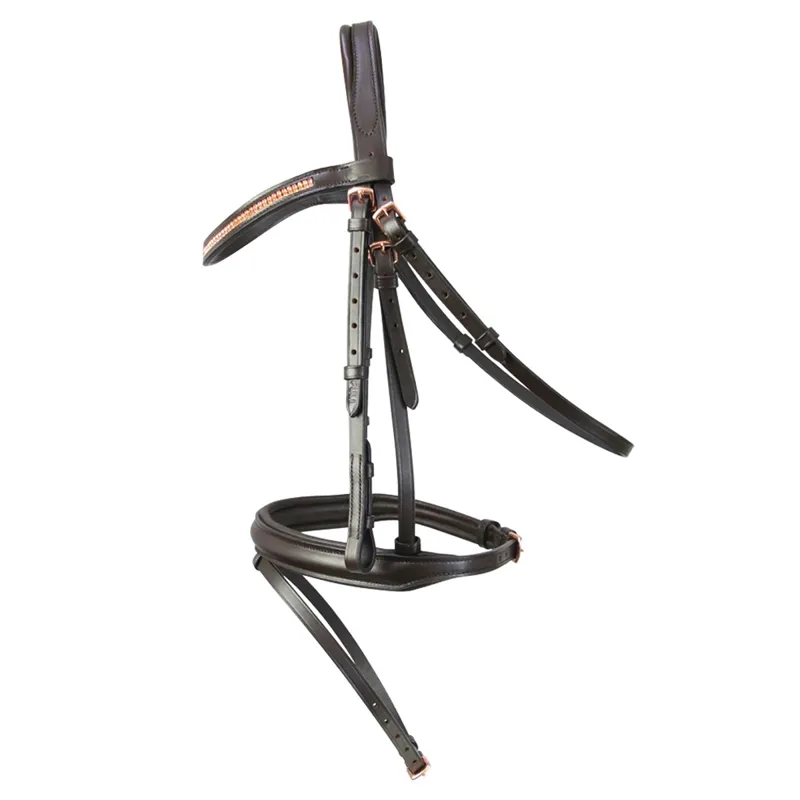 Hy Equestrian Rosciano Rose Gold Bridle - Brown