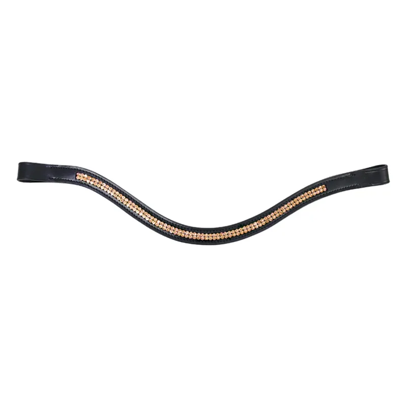 Hy Equestrian Rosciano Rose Gold Browband - Brown/Rose Gold