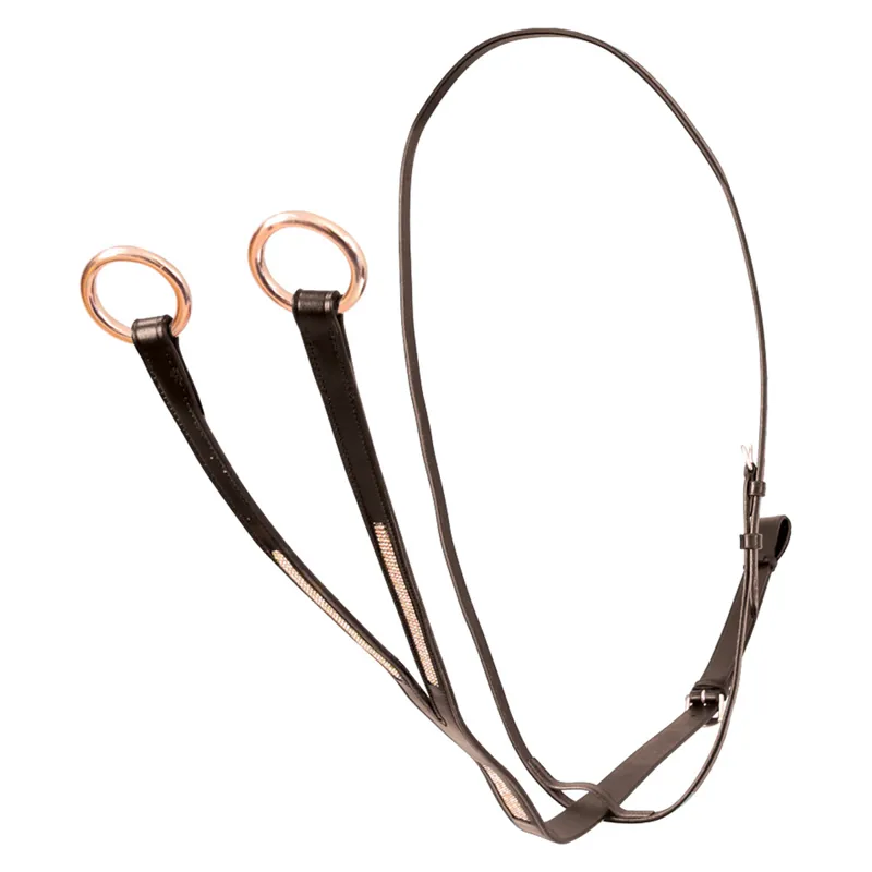 Hy Equestrian Rosciano Rose Gold Martingale - Brown/Rose Gold