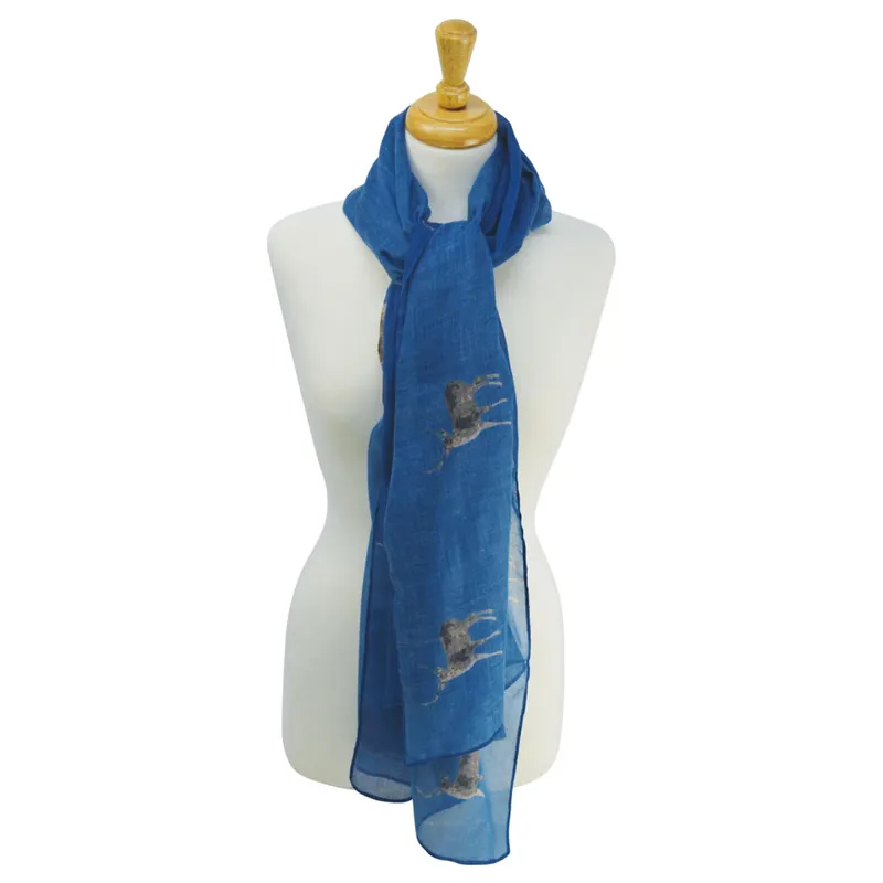 Hy Equestrian Stag Print Scarf - Ocean Blue