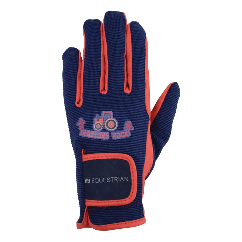 Hy Equestrian Tractors Rock Gloves - Navy/Red
