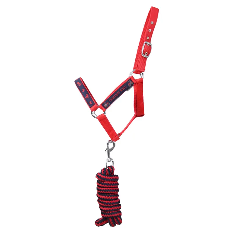 Hy Equestrian Tractors Rock Head Collar And Lead Rope - Navy/Red