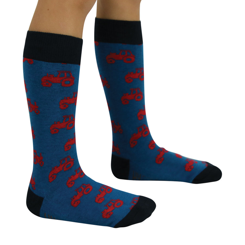 Hy Equestrian Tractors Rock Socks Pack Of 3 Childs 8- 12 - Navy/Red-2