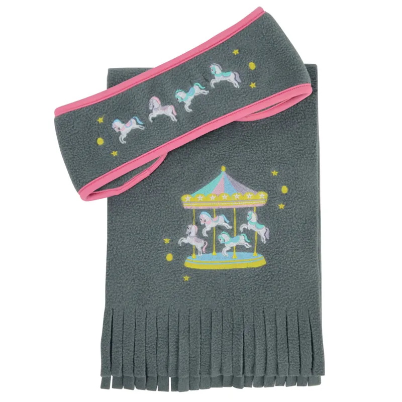 Merry Go Round Headband and Scarf Set by Little Rider - Grey/Pink