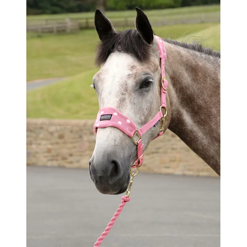 Supreme Products Dotty Fleece Head Collar and Lead Rope - Pretty Pink