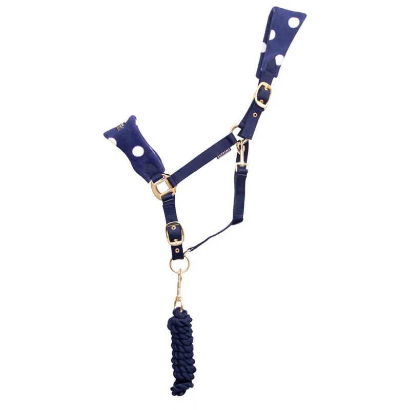 Supreme Products Dotty Fleece Head Collar and Lead Rope - Navy