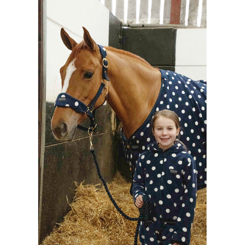 Supreme Products Dotty Fleece Head Collar and Lead Rope - Navy-1