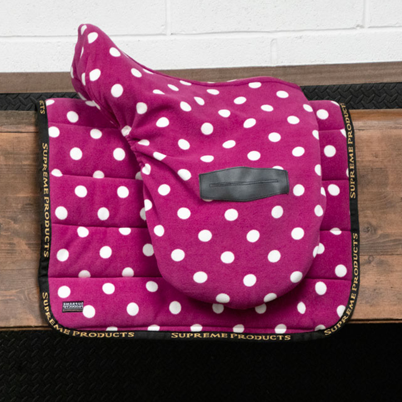 Supreme Products Ride On Dotty Fleece Saddle Cover - Magical Mulberry