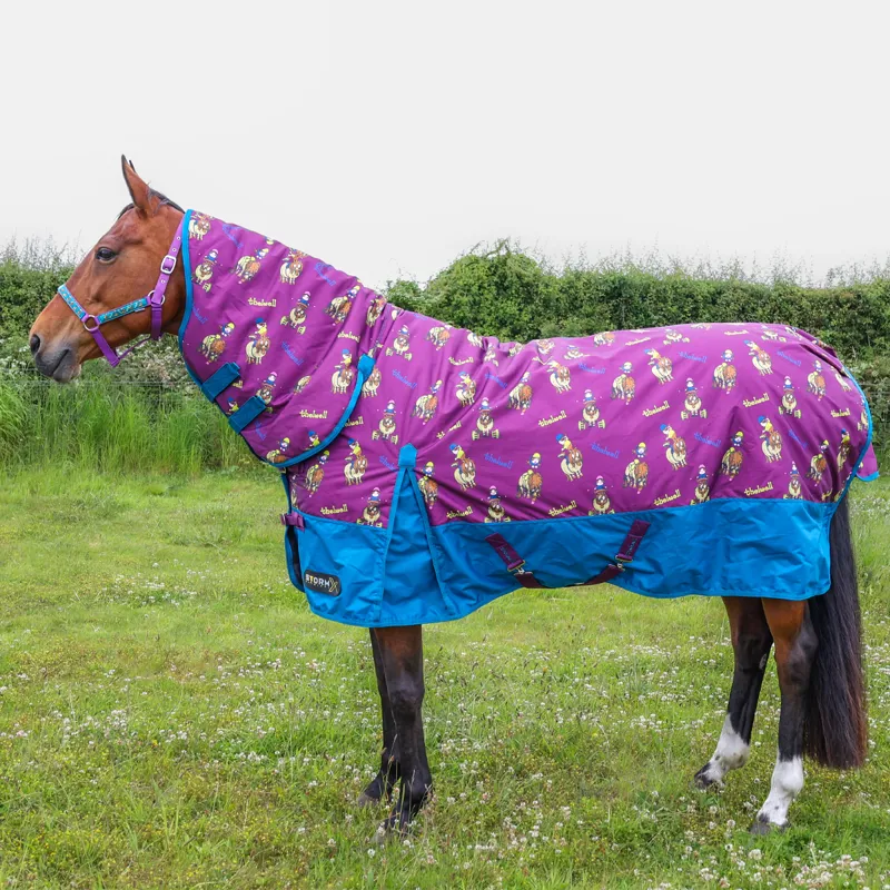 Hy StormX Original 200 Combi Turnout Rug - Thelwell Collection Pony Friends - Imperial Purple/Pacific Blue