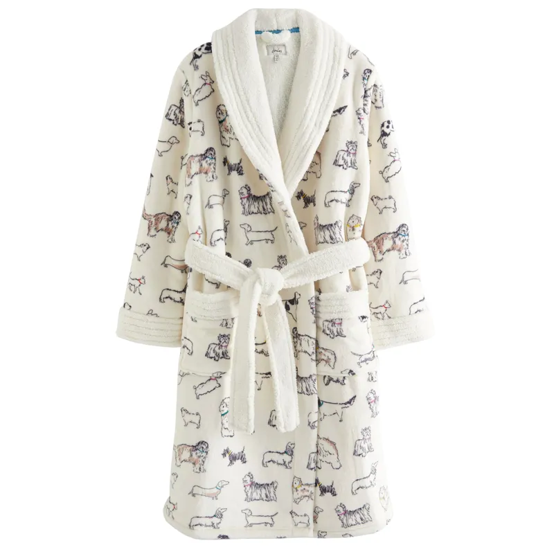 Joules Matilda Dressing Gown - Cream Dogs