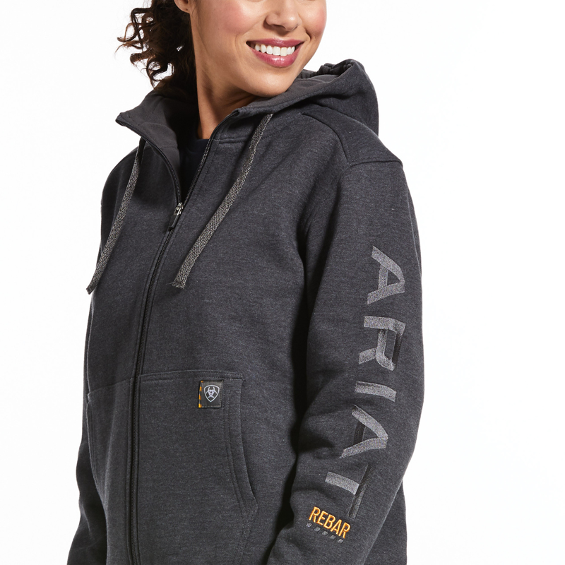 Ariat Women's Rebar All-Weather Full Zip Hoodie - Charcoal Heather-2