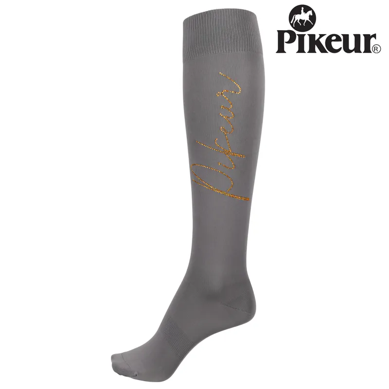 Pikeur Rhinestone Knee Length Socks - Light Grey