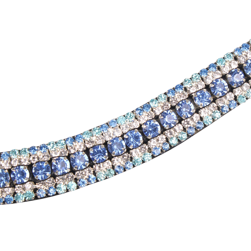 QHP Havana Browband - Brown/Ice Blue-1