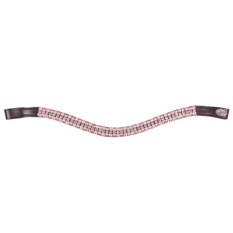 QHP Havana Browband - Brown/Powder Pink