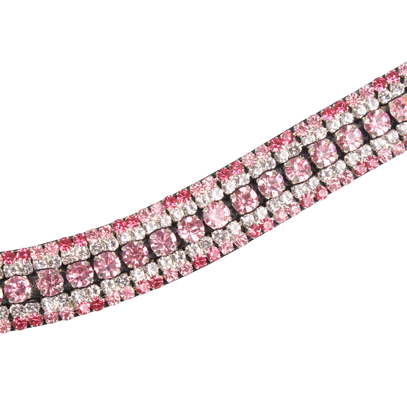 QHP Havana Browband - Brown/Powder Pink-1