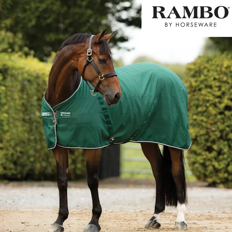 Horseware Rambo Heavyweight Stable Rug - Hunter Green/Hunter Green/White