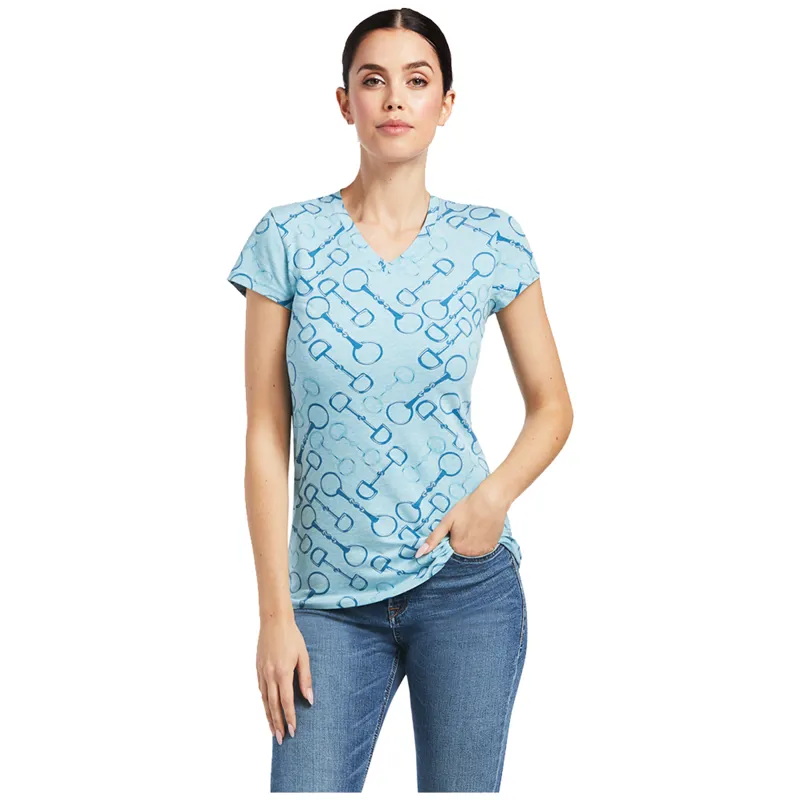 Ariat Women's Snaffle T-Shirt - Milky Blue Heather
