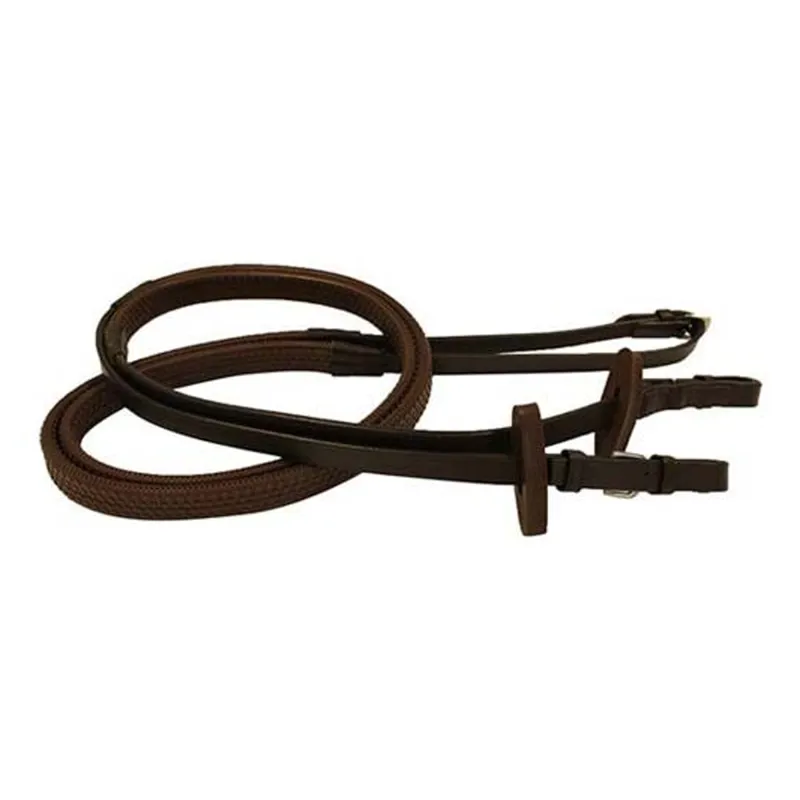 Horseware Rambo Micklem English Leather Competition Reins - Dark Havana - Pony