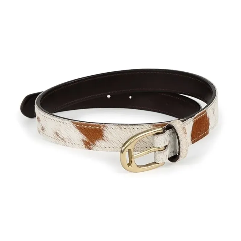 Aubrion 25mm Cow Hair Skinny Belt - Cow Print 