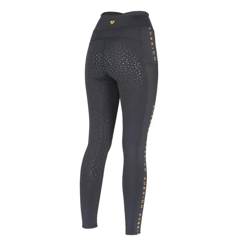 Aubrion Brook Logo Riding Tights - Black-1