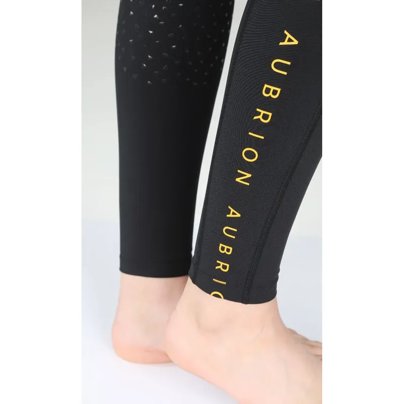Aubrion Brook Logo Riding Tights - Black-2