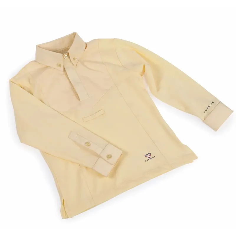 Aubrion Kids Long Sleeve Tie Shirt  - Yellow
