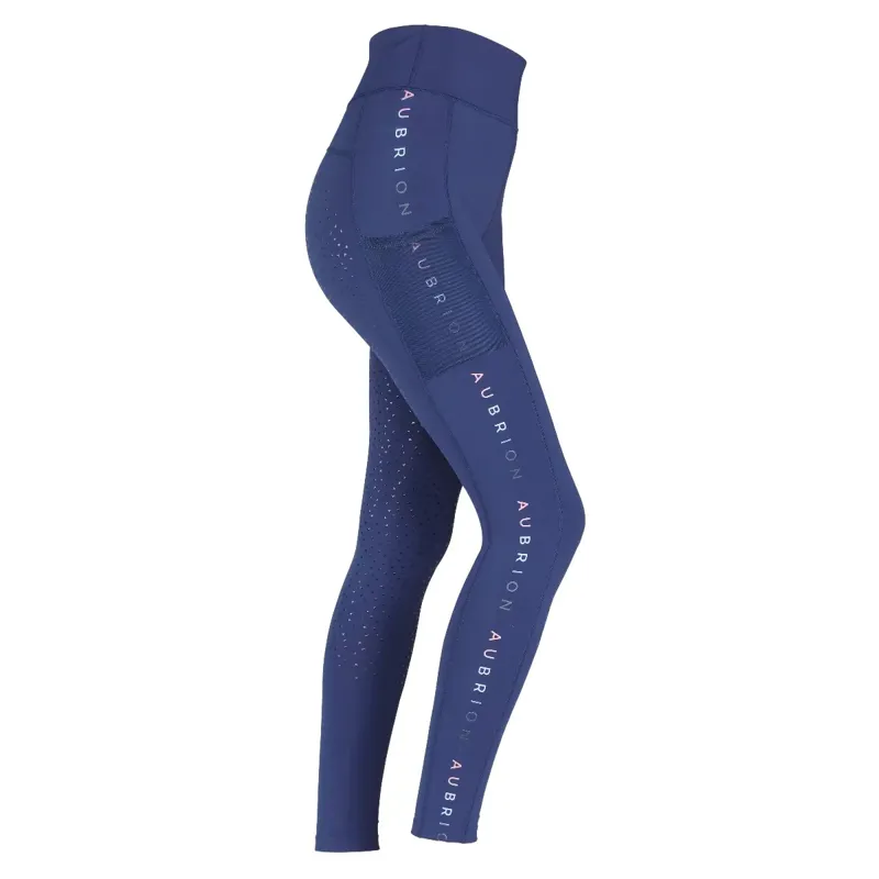 Aubrion Brook Logo Riding Tights - Dark Navy