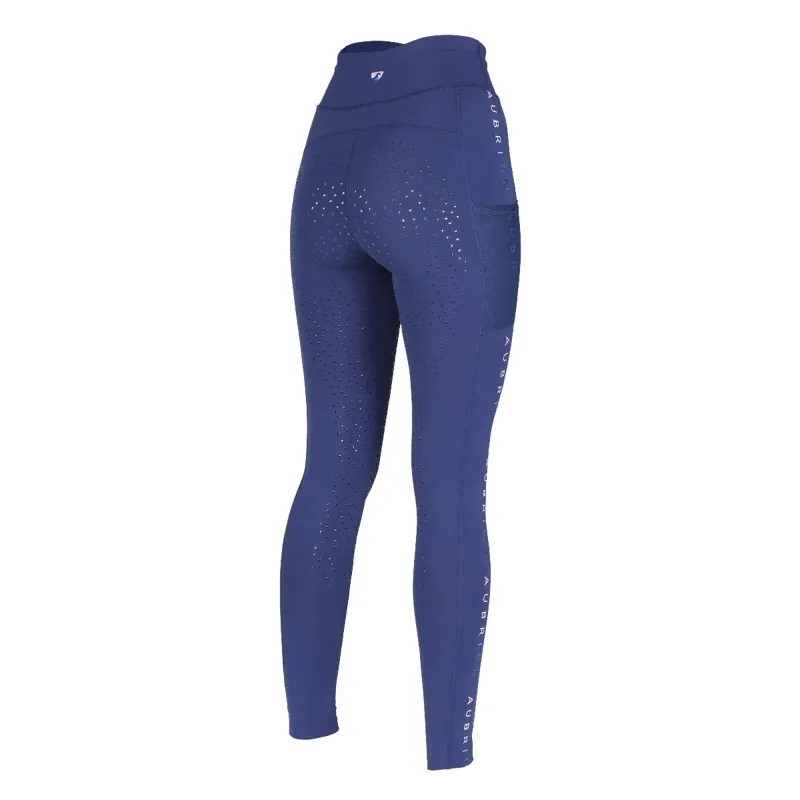 Aubrion Brook Logo Riding Tights - Dark Navy-1