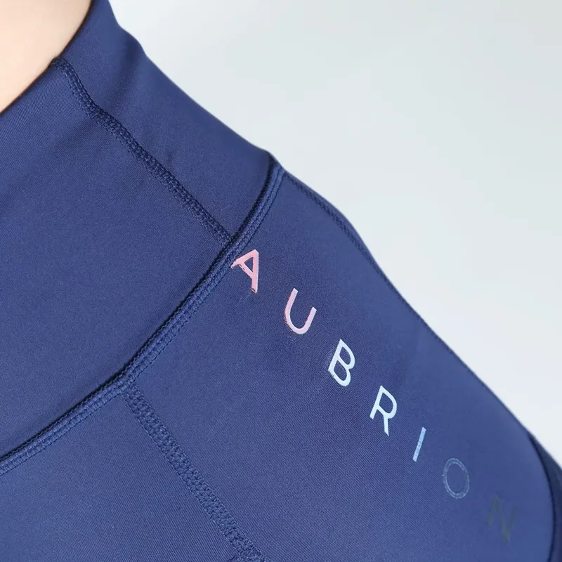 Aubrion Brook Logo Riding Tights - Dark Navy-2