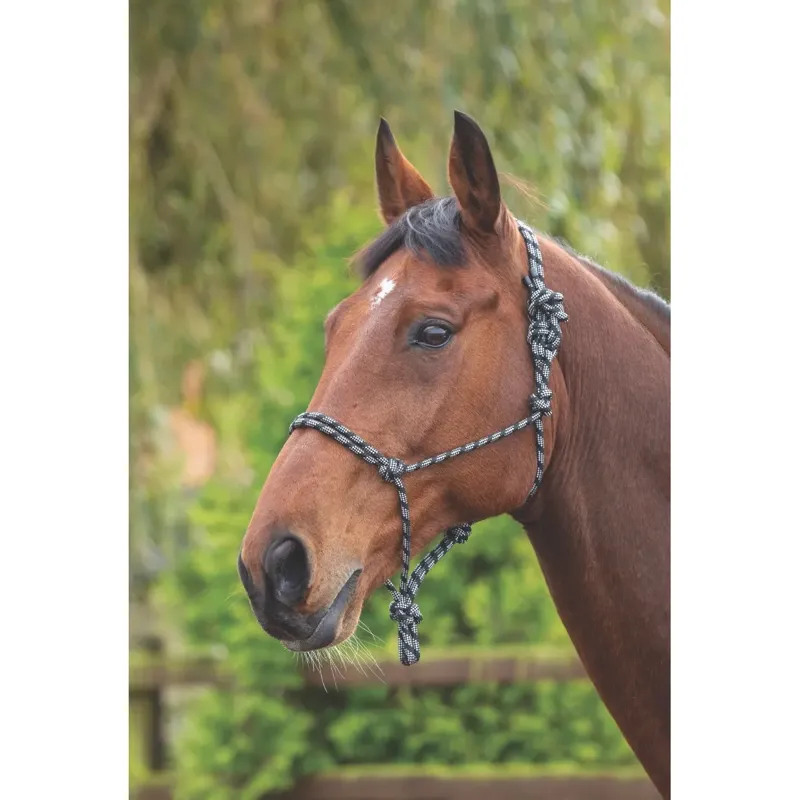 Shires ARMA Rope Control Headcollar - Black/White 