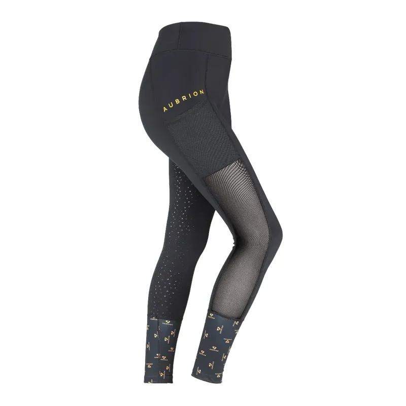 Aubrion Elstree Mesh Riding Tights - Black
