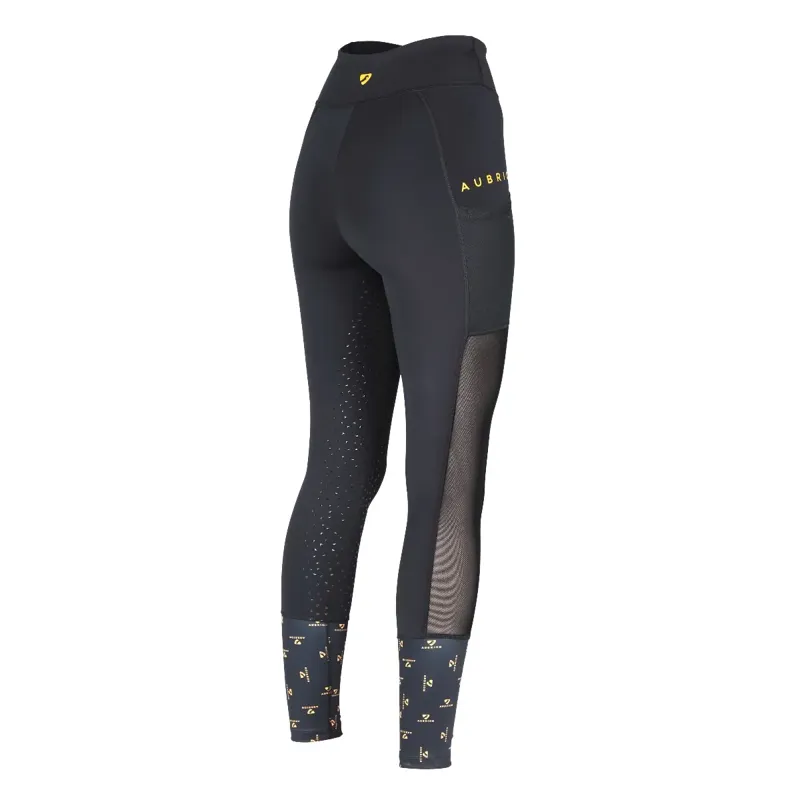 Aubrion Elstree Mesh Riding Tights - Black-2