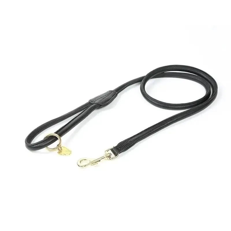 Shires Digby And Fox Rolled Leather Dog Lead - Black