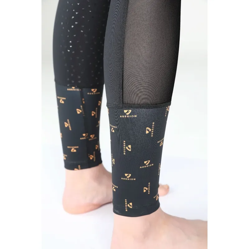 Aubrion Elstree Mesh Riding Tights - Black-3