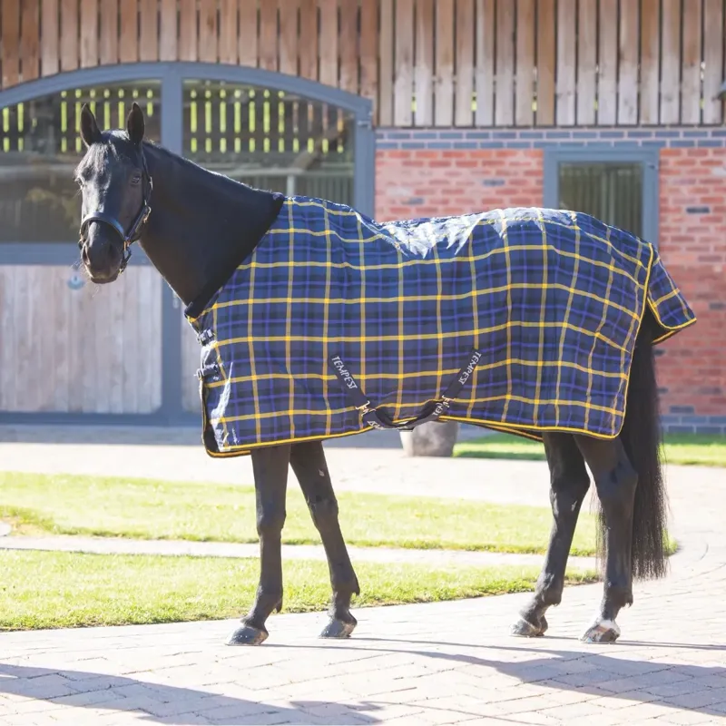 Shires Tempest Plus Lite Stable Rug Navy Check