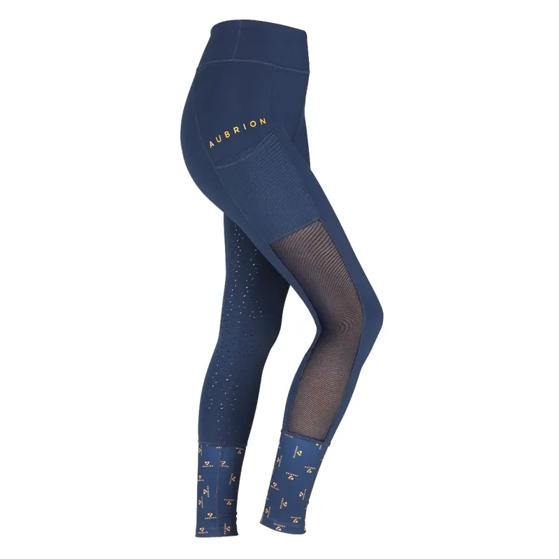 Aubrion Elstree Mesh Riding Tights - Navy
