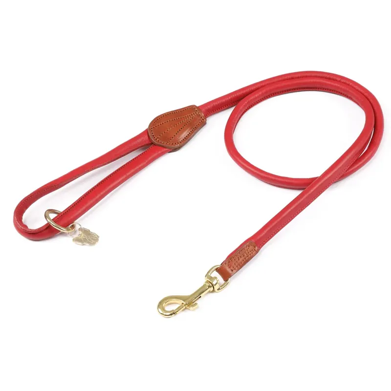 Shires Digby And Fox Rolled Leather Dog Lead - Scarlett