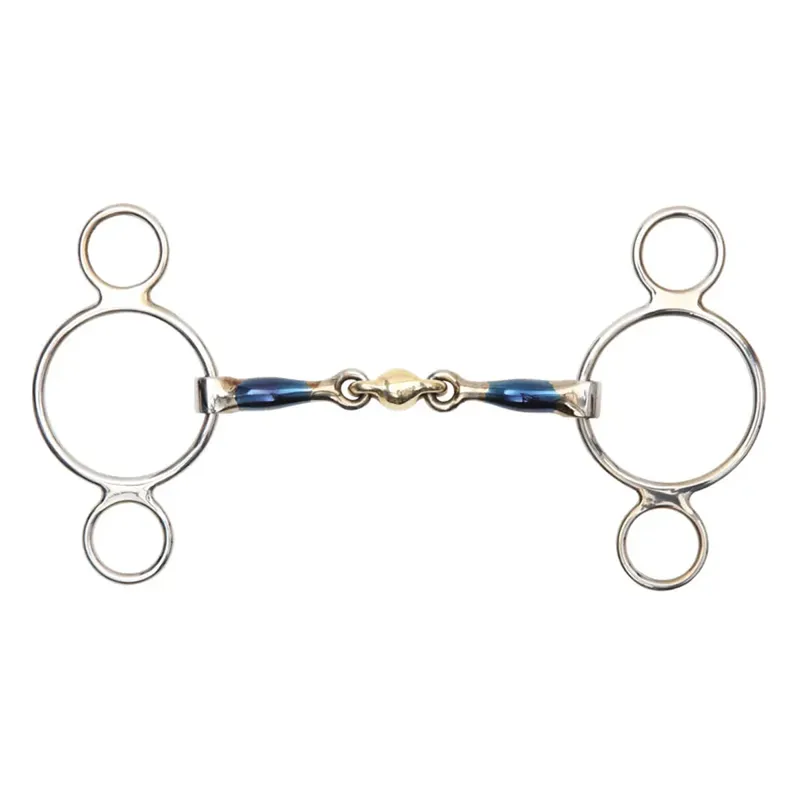 Shires Blue Sweet Iron Two Ring Gag with Lozenge