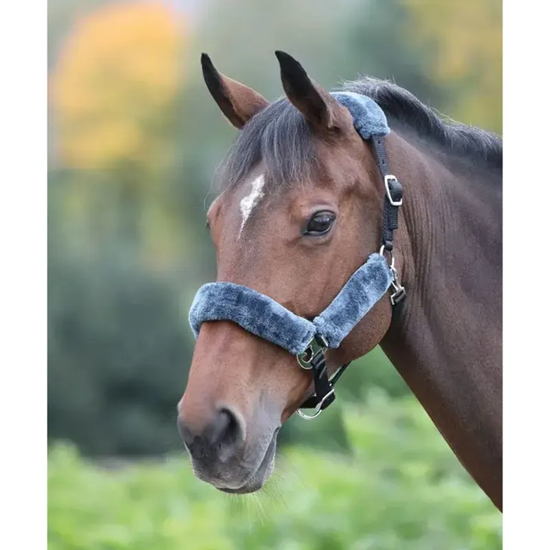 Shires Fleece Lined Headcollar - Black/Grey