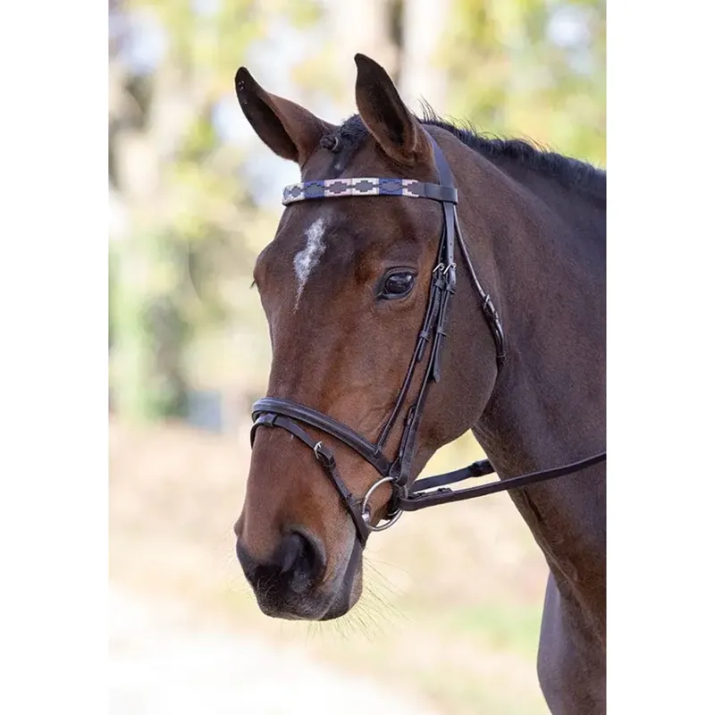 Velociti GARA Leather Polo Browband - Pink/Natural/Navy