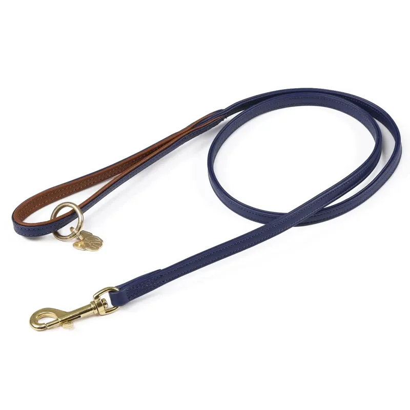 Shires Digby And Fox Padded Leather Dog Lead - Navy
