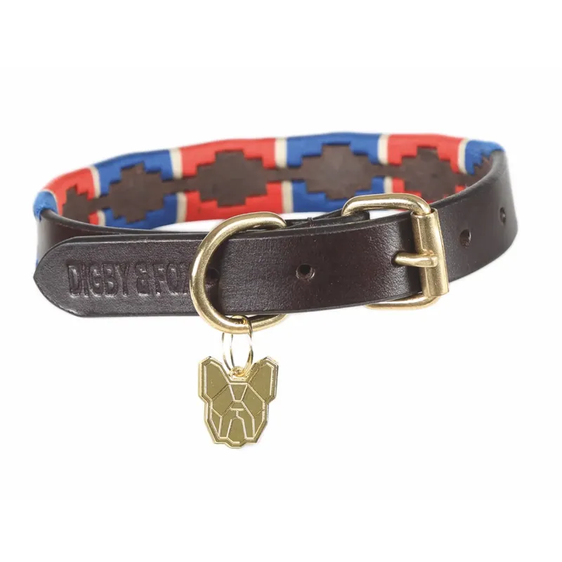 Shires Digby And Fox Drover Polo Dog Collar - Navy/Red