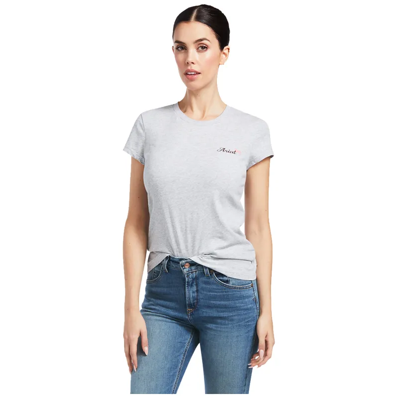 Ariat Womens Logo Script SS T-Shirt - Heather Grey