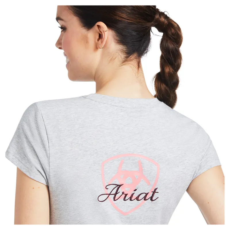 Ariat Womens Logo Script SS T-Shirt - Heather Grey-1