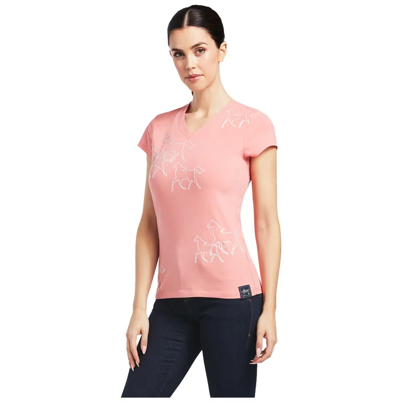 Ariat Womens Trot Line SS T-Shirt - Peach Blossom