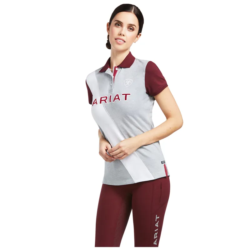 Ariat Women's Taryn Polo - Heather Grey/Zinfandel